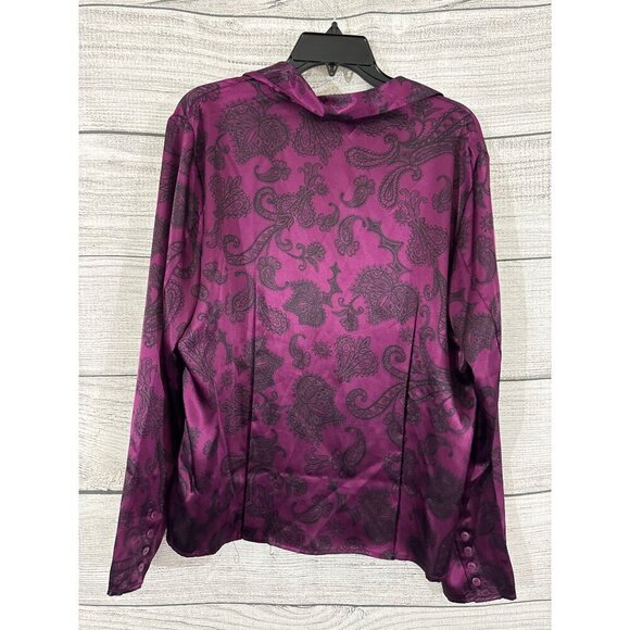 Covington Purple Paisley Satin Button-Up Shirt Size XL - Picture 3 of 3